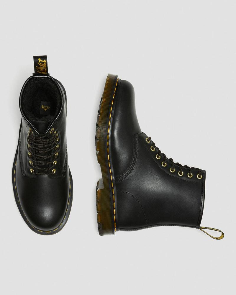 Black Women's Dr Martens 1460 DM's Wintergrip Leather Work Boots | CA 393PJJ